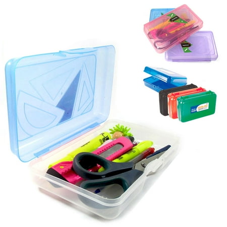Plastic Pen Box - School Pencil Box Case Kids Office Supplies Pen Art Craft Organizer Plastic New