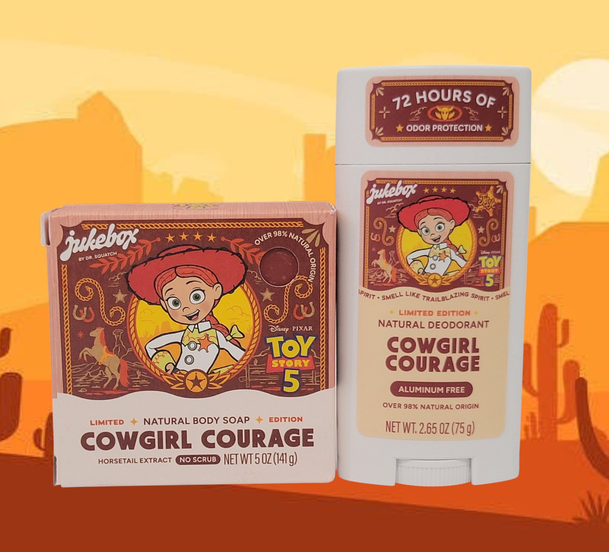 Limited Edition Dr. Squatch Toy Story 5 Jesse Cowgirl Courage Bar Soap and Deodorant Set