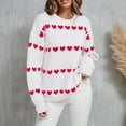thumbnail image 2 of WRKEKC Women's Heart Print Knit Pullover Sweater Casual Crew Neck Long Sleeve Valentine Fall Tops Cozy Womens Sweater Romantic, 2 of 10
