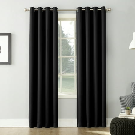 Sun Zero Nolan Energy Efficient Blackout Grommet Single Curtain Panel, 54" x 95", Black (Only One Curtain)