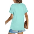 thumbnail image 3 of Zehjuhan Women's Casual Short Sleeve Tunic Tee, Loose Fit Round Neck Top with Stylish Twist Front for Daily Relaxed Wear, L, 3 of 4