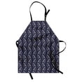 thumbnail image 1 of Geometric Apron Vintage Ocean Waves Design with Swirled Ripples Ancestral Ornate Nautical, Unisex Kitchen Bib Apron with Adjustable Neck for Cooking Baking Gardening, Dark Blue Cream, by Ambesonne, 1 of 3