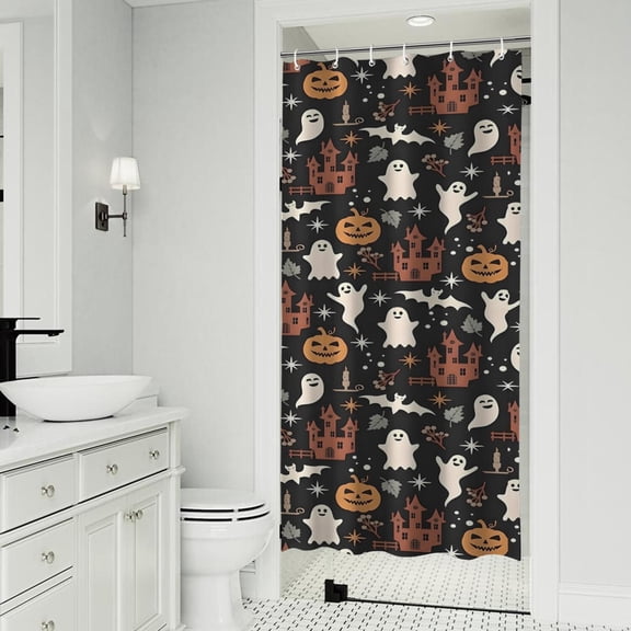 Vintage Halloween Scene Pattern Shower Curtain 36"x72" ,Bathroom Decorative Shower Curtains Set with 12 Hooks,Modern Waterproof Washable Shower Curtain