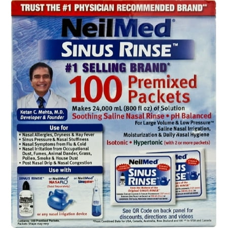 Neilmed® Sinus Rinse - Nasal Rinse Refill Kit - 100 per Box