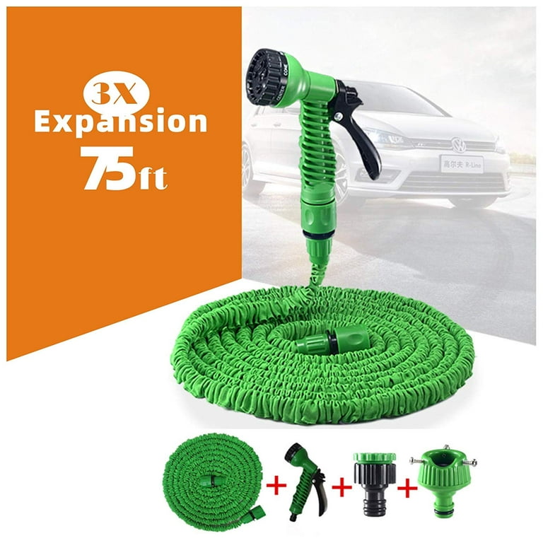 Happyline Expandable Garden Water Hose Storage, Lightweight Flexible Water  Hose Reel with Hose Connector and 7 Mold Watering Nozzle Latex Core. 