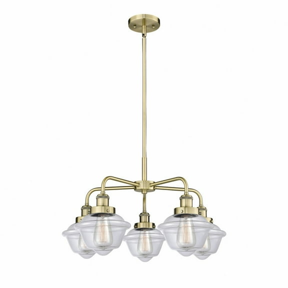 Innovations Lighting Oxford - 5 Light 25" Stem Hung Chandelier Antique Brass/Clear