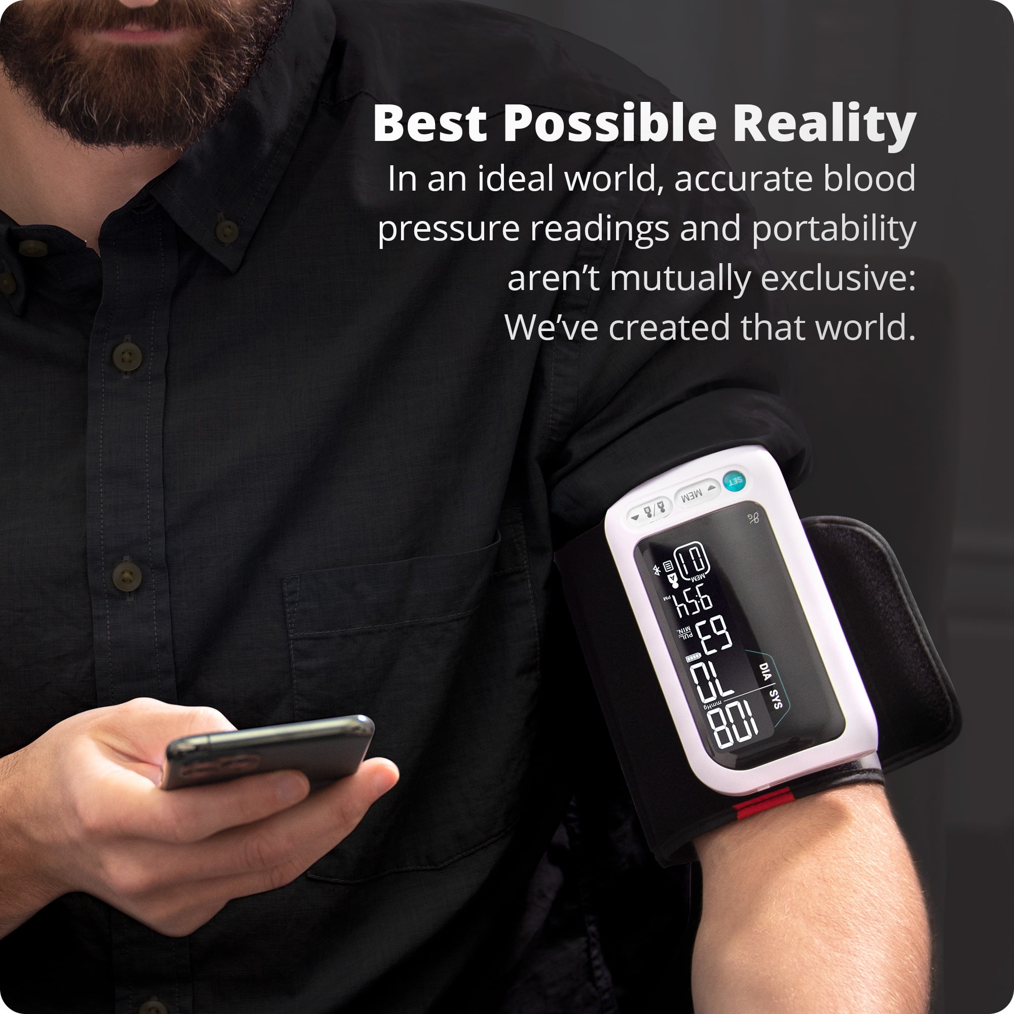 Greater Goods Bluetooth Blood Pressure Monitor with Automatic Upper Arm Cuff, App-Enabled for iOS and Android