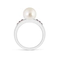 thumbnail image 2 of ANGARA South Sea Cultured Pearl Ring with Rubies in 14K White Gold for Women | June Birthstone, Birthday, Anniversary, Jewelry Gift for Women | Pearl Ring, 2 of 8
