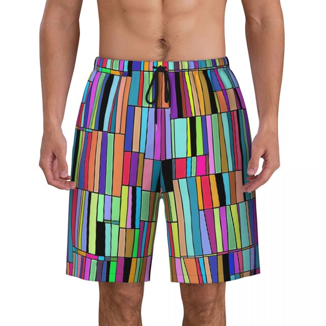 Colorful Colorblock Gym Shorts Summer Checkerboard Casual Beach Shorts Males Surfing Comfortable Custom DIY Swimming Trunks