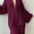 thumbnail image 2 of NHKDSASA Kimono Pajamas 2023 New 100% Cotton Crepe Long-Sleeved Trousers Ladies Sleepwear Suit Women's Home Service Mujer, 2 of 4