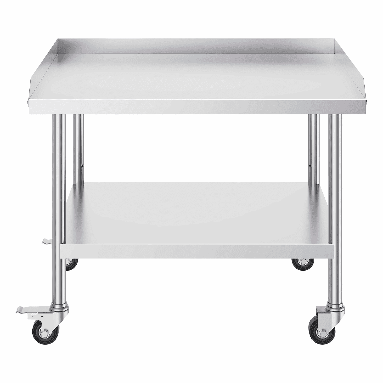 Stainless Steel Work Table 30x36x30 Inch - Commercial Kitchen Prep Table with Wheels & Backsplash - Heavy Duty Restaurant Workstation