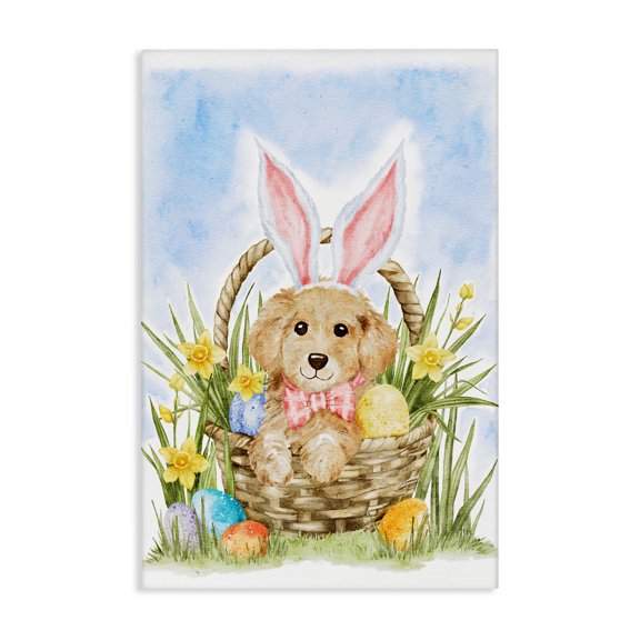 Stupell Industries Shabby Chic Spring Easter Puppy Canvas Art, 30 x 45, by Amy Hall