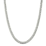 Sterling Silver 6mm Beveled Curb Chain (Weight: 31.27 Grams, Length: 26 Inches)