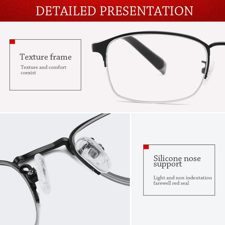 Office Vintage Simple Frame Ultra Light Glasses Anti-Blue Light Progressive  Multifocal Reading Glasses BLACK STRENGTH 400 