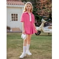 thumbnail image 3 of Oudiya Girls 2 Piece Summer Outfits Kids Cotton Button Down Short Sleeve Collared Linen Shirt and Short Set 6-13 Years, 3 of 9
