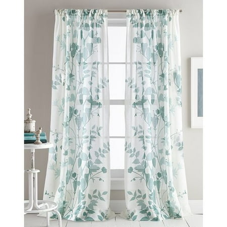Dkny Landscape Ii Floral Flower Semi Sheer Curtain Panels Set Of
