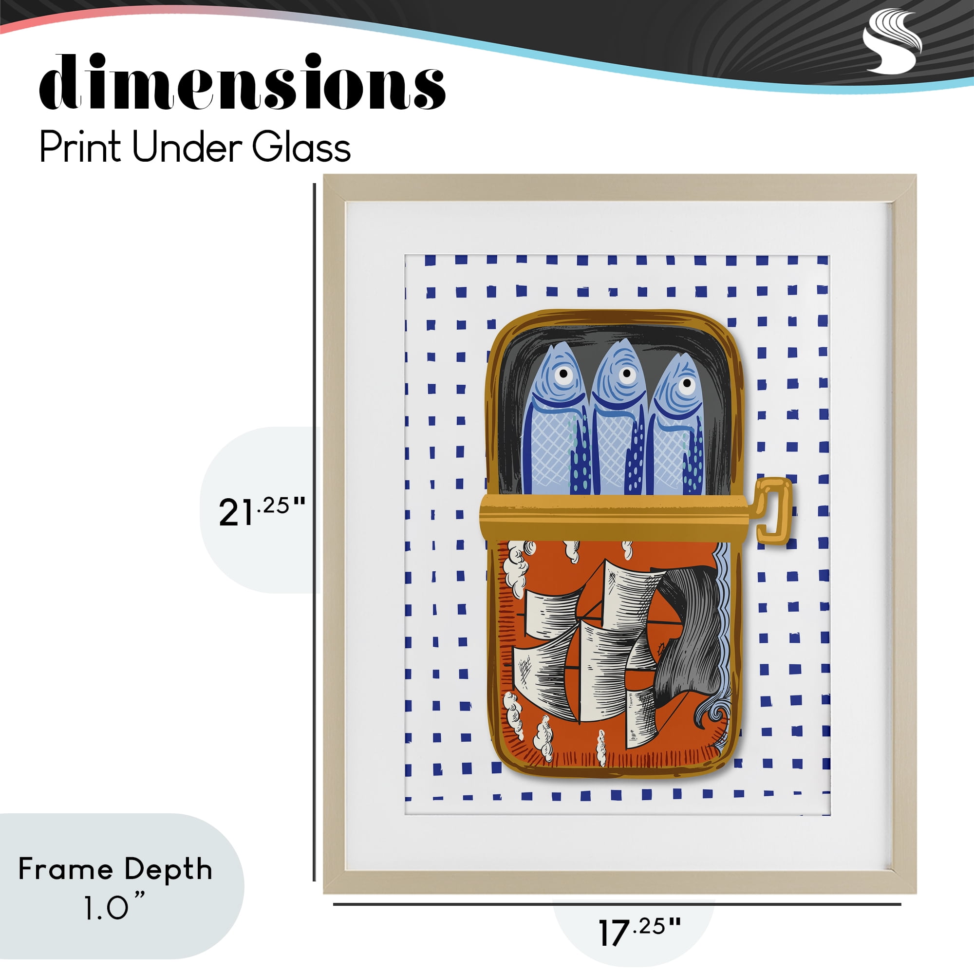Stupell Industries Retro Nautical Sardines Tin Birch Framed Print Under Glass, design by Arrolynn Weiderhold