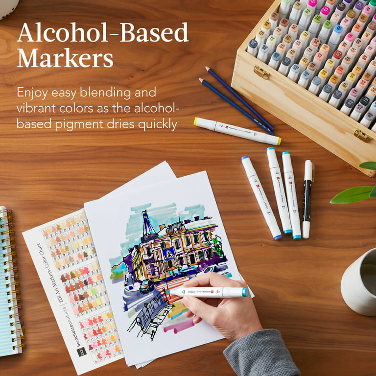 Double-sided alcohol markers in case 168 pcs