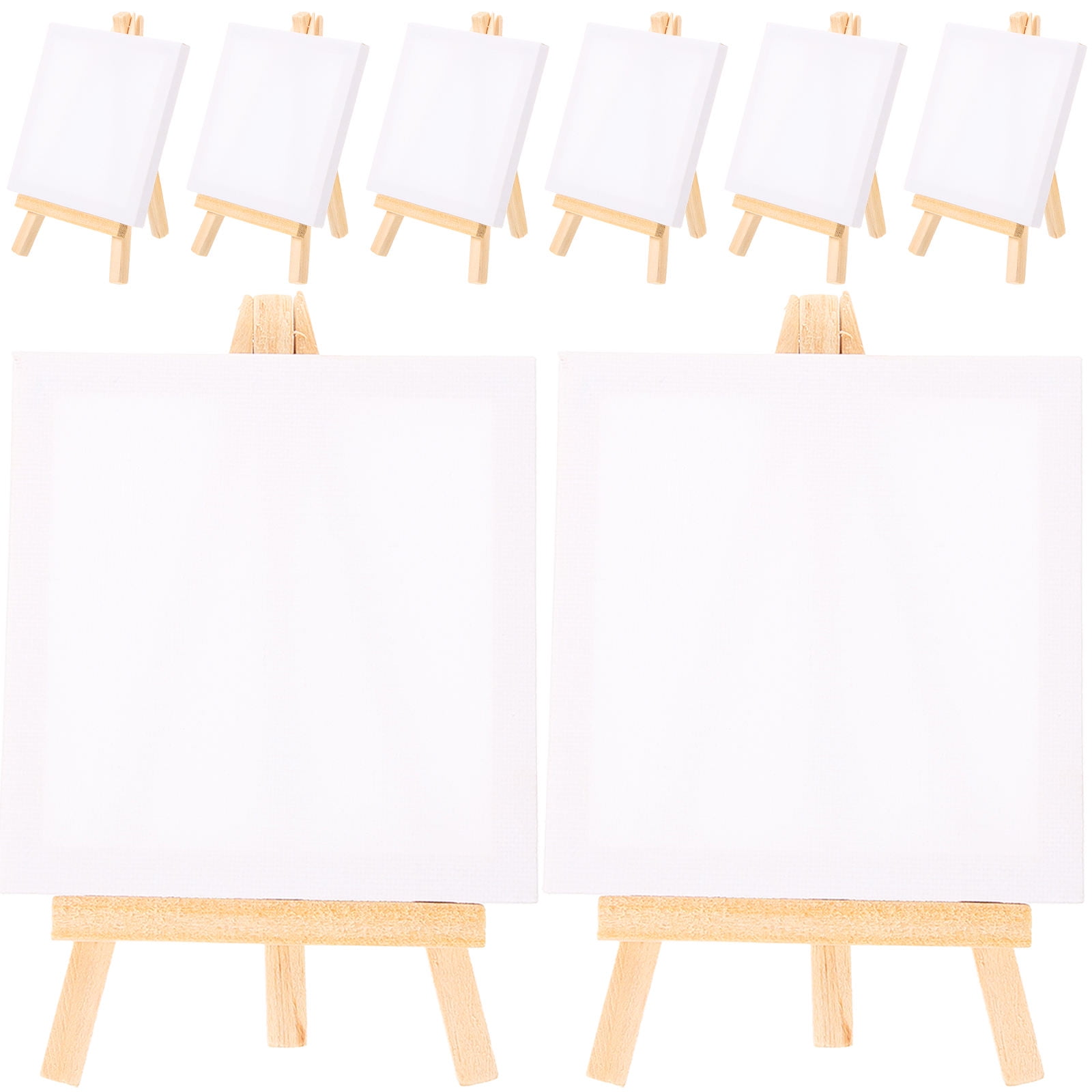 Tineasur 6-Pack Small White Wood Easels for Painting, Portable Multifunctional Art Display Stands