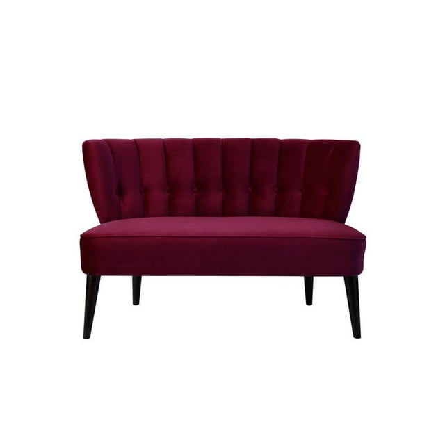 Becca Canal et Bouton Touffeté Canapé Bordeaux