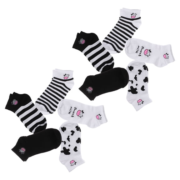 HOOWIFFY Cute Cow Pattern Cotton Ankle Socks for Girls Thin and Soft Comfortable All Purpose Assorted Color 2 Pack