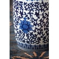 thumbnail image 4 of Blue and White Asian Style Stool Indoor Outdoor Multi Purpose Versatile Design Sturdy Glazed Porcelain Finish 11" x 11" x 16", 4 of 8