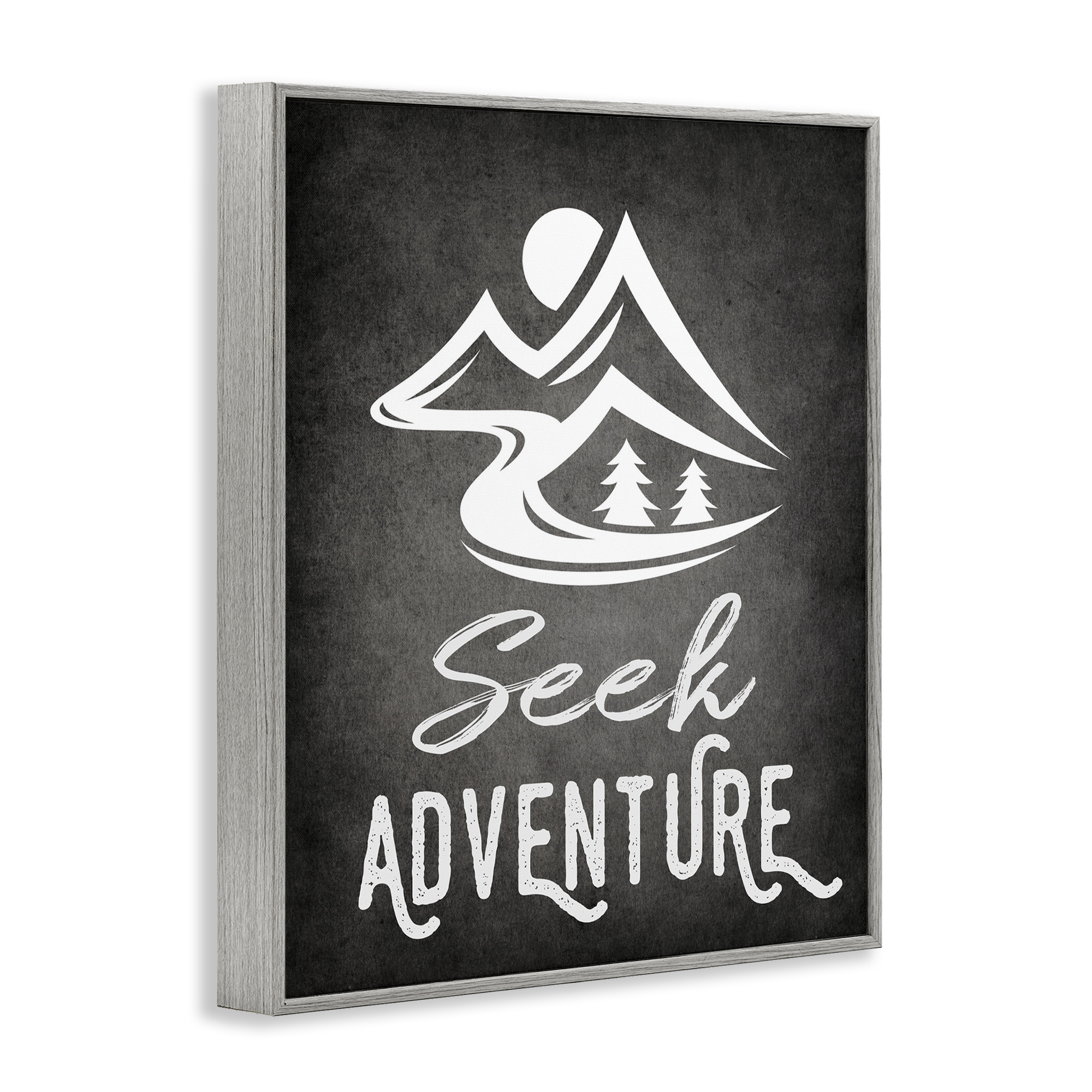 Stupell Industries Seek Adventure Phrase Typography Painting Gray Framed Art Print Wall Art, 24 x 30