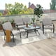 thumbnail image 2 of Costway Juego De Muebles De Patio De 4 Piezas, Juego Al Aire Libre Con Cojines Y Almohadas De Cintura, Mesa De Centro De Vidrio Templado, Juego De Sofá De Metal Resistente Para Patio, Jardín, Balcón, 2 of 5