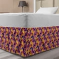 thumbnail image 1 of Tropical Bed Skirt, Botanical Aloha with Exotic Tree and Leafy Branches, Elastic Bedskirt Dust Ruffle Wrap Around for Bedding Decor, 4 Sizes, Dark Lavender Marigold, by Ambesonne, 1 of 2