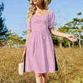 thumbnail image 2 of SOLID PLAIN COTTON CANDY OVER 100 SHADES OF ON OZCUSHIONS Short Sleeved Dress elegant women's sets Dress, 2 of 5
