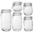 HomEquip 5Piece Airtight Canister Set with Clip Top Lids (Clear Glass