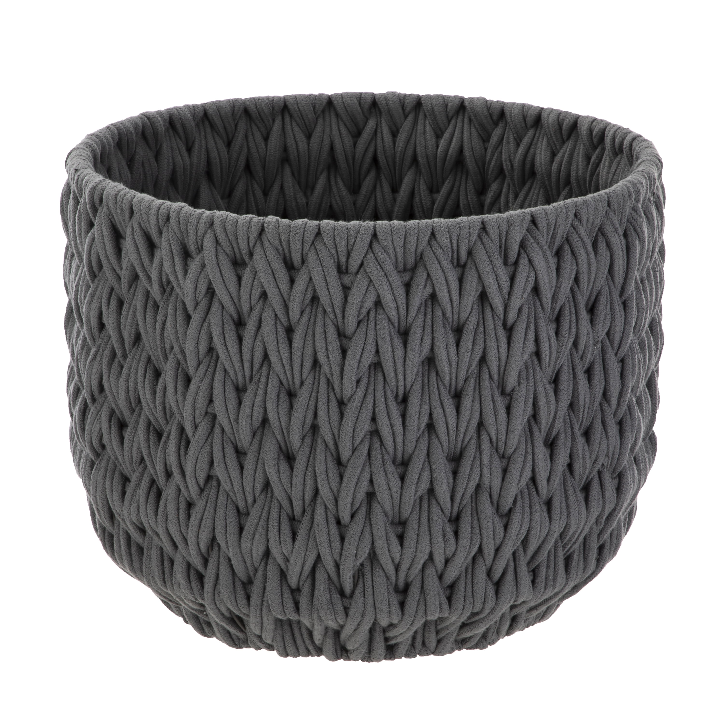 (2 pack) Better Homes & Gardens Closed Weave Polyester Grey Decorative Storage Basket