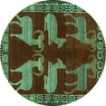 thumbnail image 1 of Ahgly Company Machine Washable Indoor Round Persian Turquoise Blue Traditional Area Rugs, 8' Round, 1 of 4