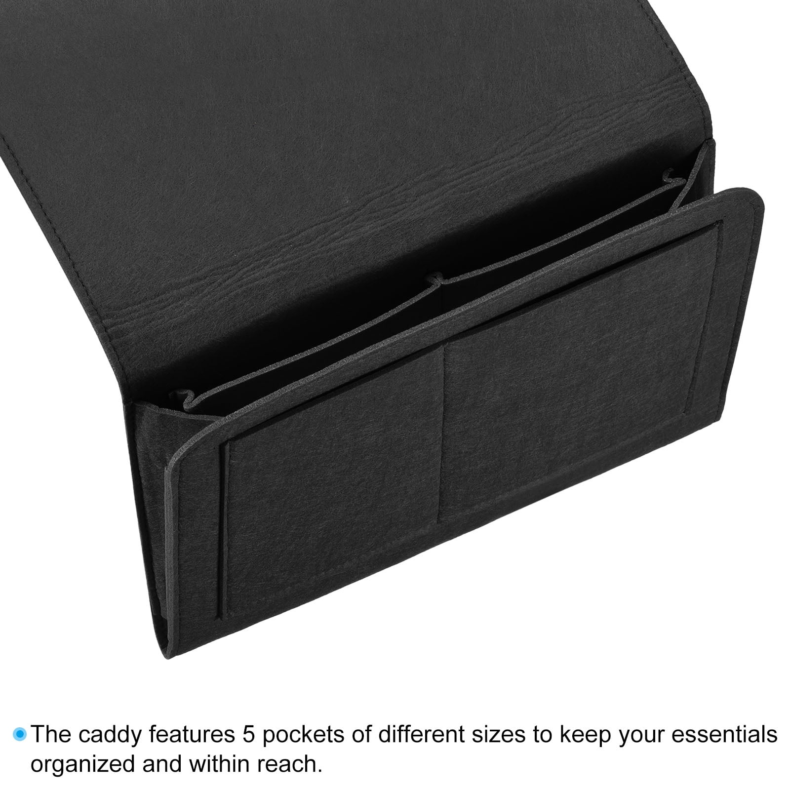 Unique Bargains Felt Bedside Hanging Organizer for Remotes and Phones Black 13"