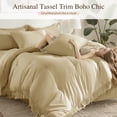 thumbnail image 4 of SONORO KATE 7 Pieces Queen Comforter Set – Tassels Boho Bed in a Bag, All Season Bedding Set with 1 Fitted Sheet, 1 Flat Sheet, 2 Pillowcases & 2 Shams, Beige, 4 of 10