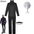 thumbnail image 3 of Disfraz de Gojo Satoru para hombre y niño, color negro y azul, con parche en el ojo, pelucas, gafas, uniformes de Anime para fiesta de Halloween, 110-3XL, 3 of 5