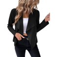 thumbnail image 3 of Chaquetas de Ante Sintético para Mujer, Ropa de Moda de Otoño, Larga, Frente Abierto, Abrigo Corto, Prenda Exterior Negro S, 3 of 9