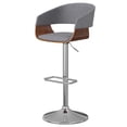 thumbnail image 4 of Simpli Home Lowell Mid Century Modern Adjustable Swivel Bar Stool in Light Grey Linen Look Fabric, 4 of 12