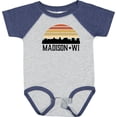 thumbnail image 3 of Inktastic Madison Wisconsin Skyline Retro Sunset Boys or Girls Baby Bodysuit, 3 of 5