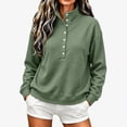 thumbnail image 2 of cocolona Stand Collar Sweatshirts for Women Button Down Long Sleeve Pullover Sweatshirts Loose Casual Solid Color Fall Tops, 2 of 7