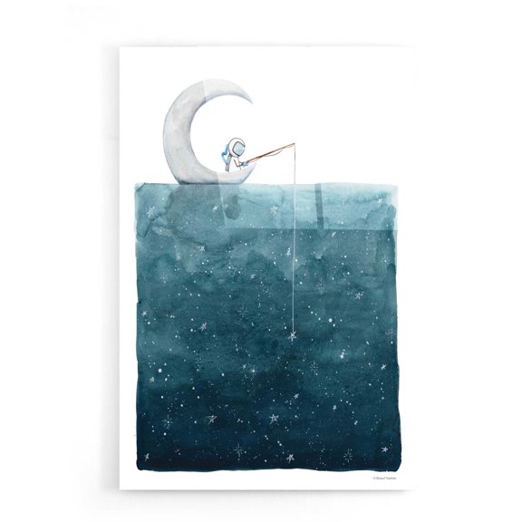 Epic Art 'Fishing For Stars' by Rachel Nieman, Acrylic Glass Wall Art, 16"x24"