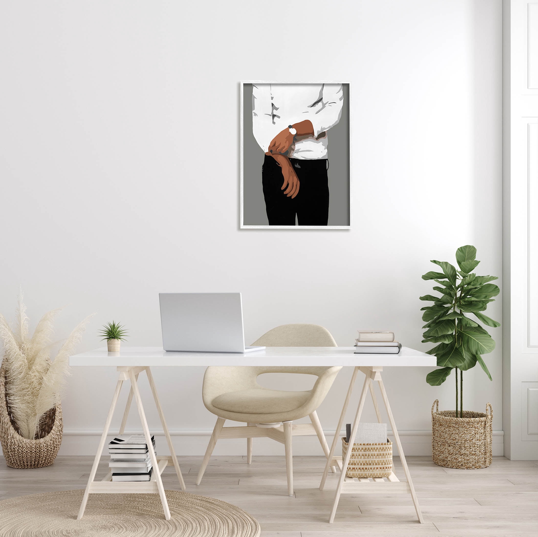 Stupell Industries Stylish Man Chic Outfit Graphic Art White Framed Art Print Wall Art, Design by Beth Ann Lawson
