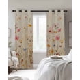 thumbnail image 3 of Botanical Flower Blackout Curtains 45 Inches Long for Bedroom, Retro Colored Spring Floral Herb Thermal Insulated Room Darkening Black Out Window Curtain Panels Grommet Drapes for Living Room, 3 of 8
