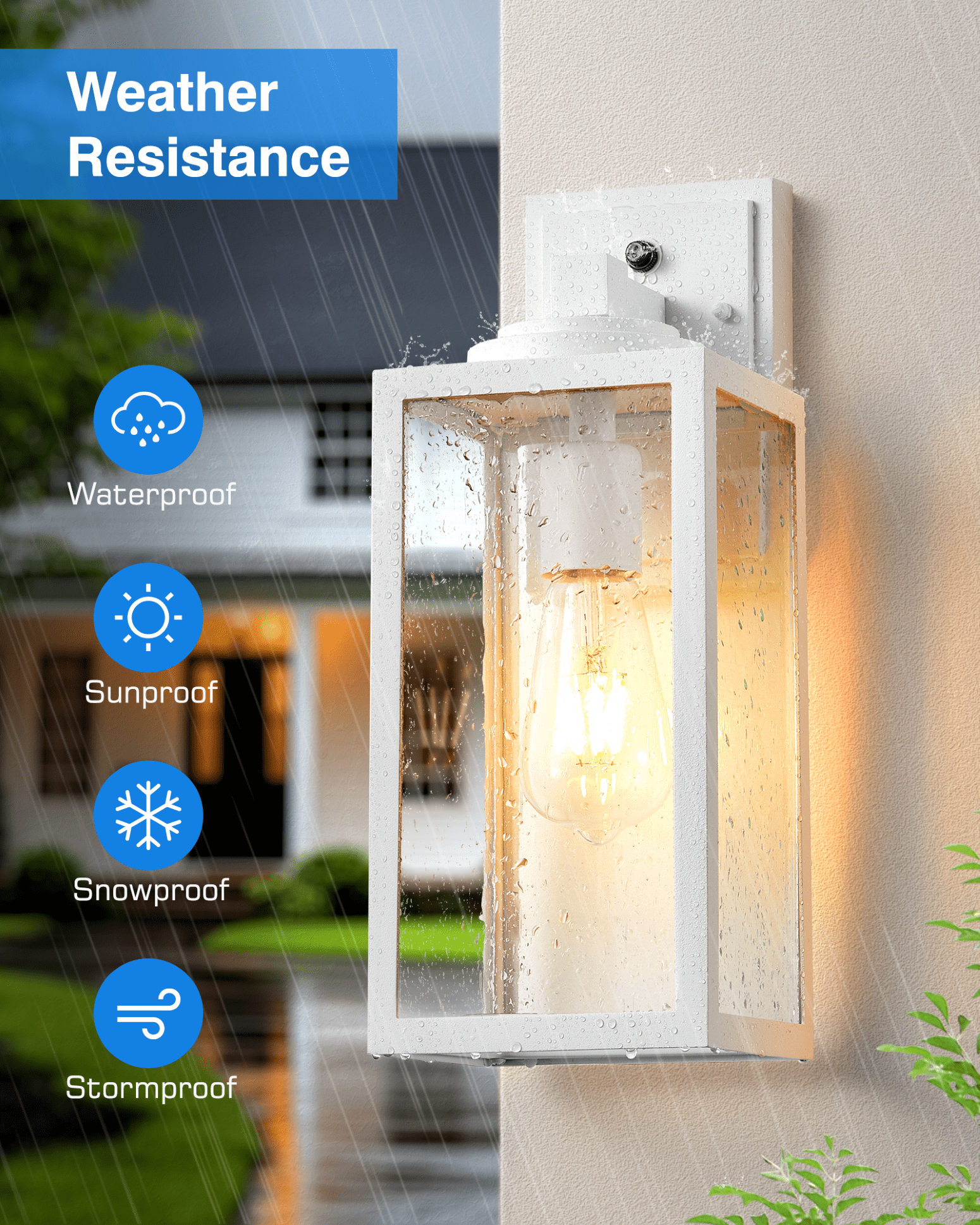 VIANIS 14.5" Outdoor LED Porch Lights, White Dusk to Dawn Outdoor Lighting Wall Mount, Anti-Rust & Waterproof Exterior Light Fixture for Garage, Patio, House