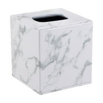Hiroekza Elegant PU Leather Tissue Box Cover - Stylish Organizer for Kitchen, Bathroom, Bedroom & Office White