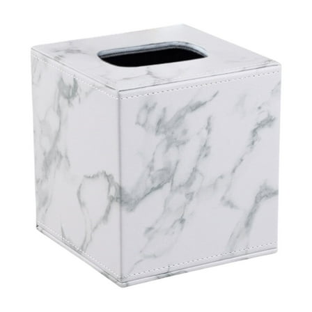 Hiroekza Elegant PU Leather Tissue Box Cover - Stylish Organizer for Kitchen, Bathroom, Bedroom & Office White