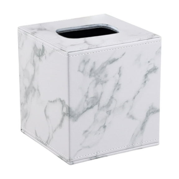 Hiroekza Elegant PU Leather Tissue Box Cover - Stylish Organizer for Kitchen, Bathroom, Bedroom & Office White