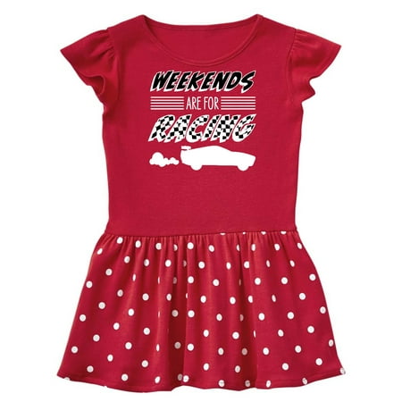 

Inktastic Weekends are for Racing Race Car Silhouette and Racing Flag Gift Baby Girl Dress