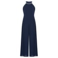 thumbnail image 4 of Sxiwei Combinaison Plissée Sans Manches pour Filles avec Perles et Strass Robes de Filles Fleur Bleu Marine 10, 4 of 7