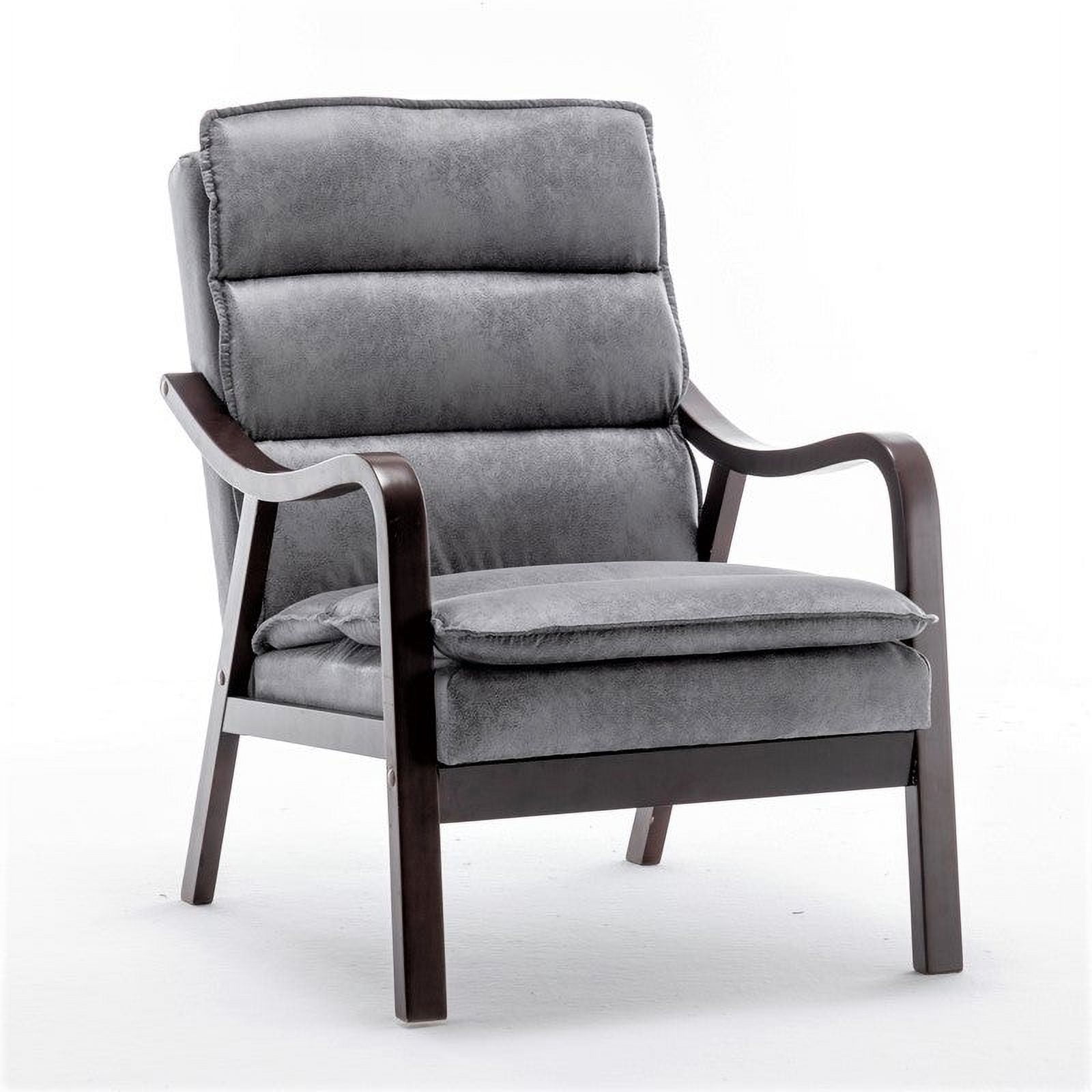 Uspridefurniture Clovis 24.8" Wide Mid-Century Modern Microfiber Armchair, Gray